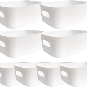 White Plastic Storage Bins (10-Piece Set) – For Kitchen Sinks, Bathrooms, and Offices