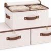 Fabric Storage Bins with Zippered Lids and Handles – For Wardrobe Clothing and Organization (3-Piece Set)