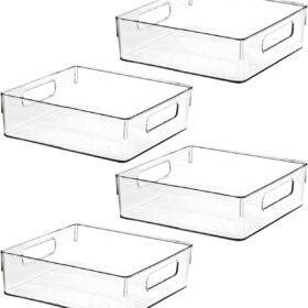 Clear Plastic Storage Bins – For Kitchen Cabinets, Refrigerators, and Pantries