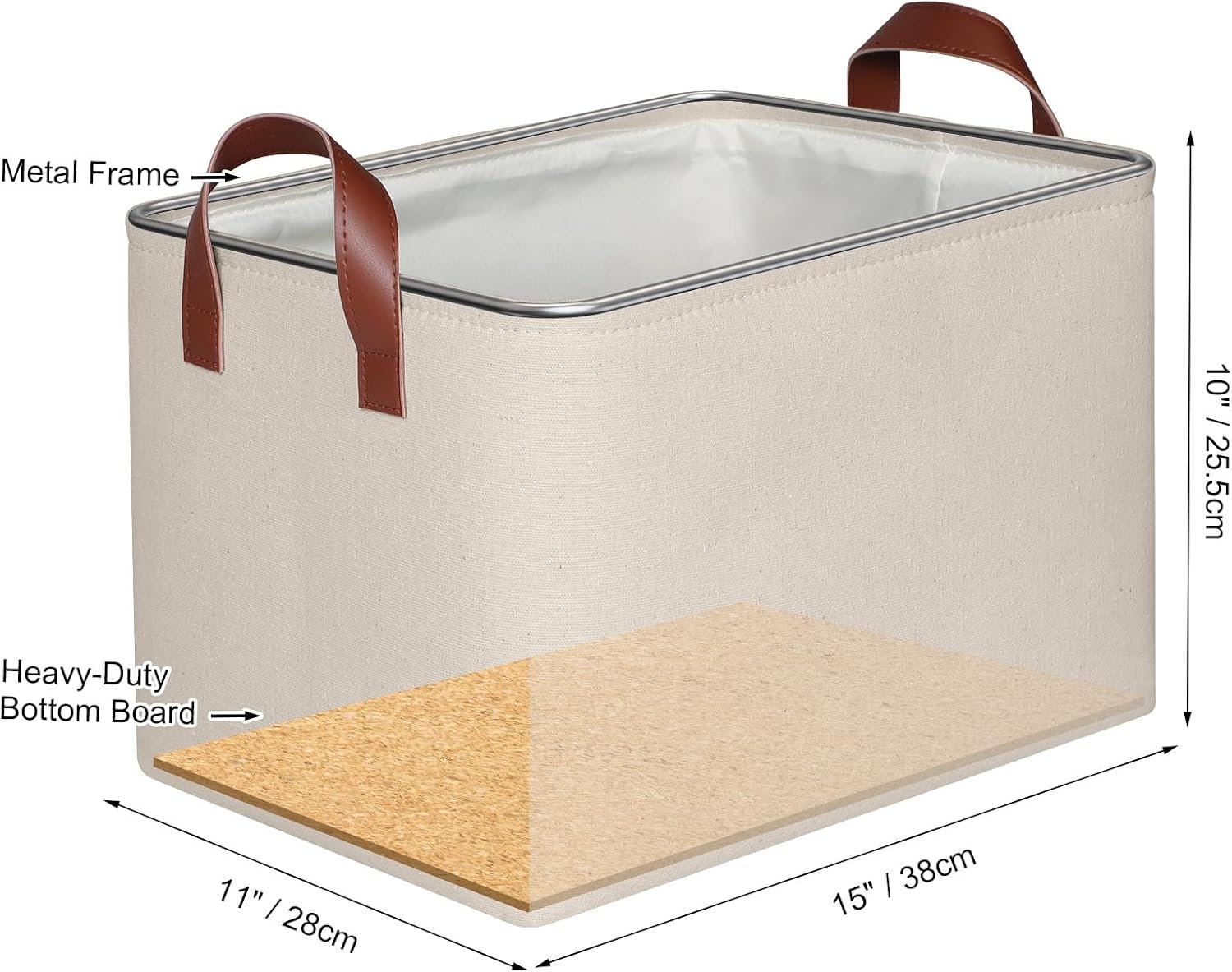 Fabric Storage Bins with Reinforced Handles – For Wardrobe, Towels, and Clothing (4-Piece Set, Beige) - Image 2