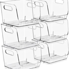 Front-Opening Clear Stackable Bins (6-Piece Set) – Acrylic Kitchen Food Storage Bins