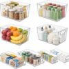 8-piece set of transparent plastic storage bins – for organizing food items in kitchen cabinets