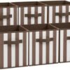Caramel-Colored Striped Fabric Storage Bins with Handles – For Cube Shelving (6-Piece Set)