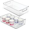 2-piece set of transparent plastic storage bins – for organizing food items in cabinets and refrigerators