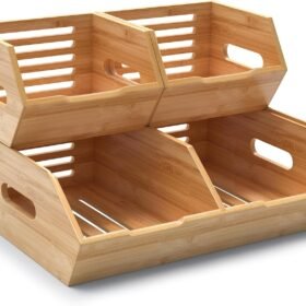 Large Bamboo Storage Bin – Breathable Organizer for Onions, Potatoes, and Other Food Items
