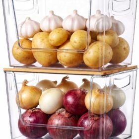 Stackable Kitchen Storage Bins (2-Piece Set) – Countertop Organizers for Onions, Potatoes, Fruits, and Vegetables