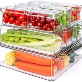 Stackable Refrigerator Storage Bins with Lids (10-Piece Set) – For Fresh Produce, Snacks, and Grains