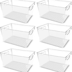 Clear Food Storage Bins (6-Piece Set) – Organizers for Kitchen Cabinets and Pantries
