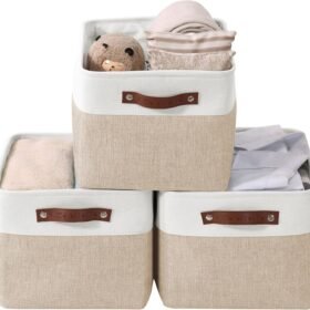 Fabric storage bins with handles – 3-piece set for wardrobes or baby toys