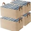 Fabric storage bins with steel frames – 4-piece set for organizing jeans in wardrobes