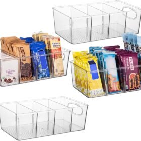 Clear Food Storage Bins (4-Piece Set) – For Refrigerators, Cabinets, Snacks, and Ingredients