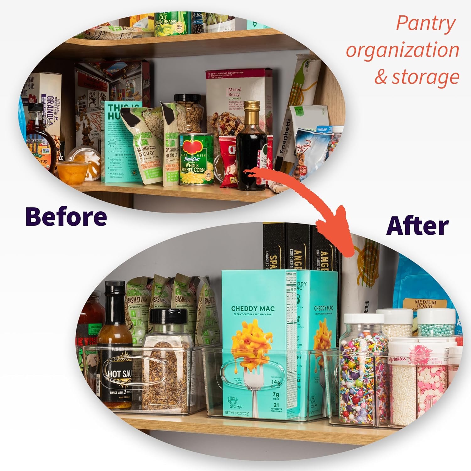 Clear Food Storage Bins (4-Piece Set) – For Refrigerators, Cabinets, Snacks, and Ingredients - Image 2