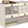 Linen Storage Bins with Transparent Windows – Foldable Fabric Organizers for Wardrobe, Towels, and Toys (4-Piece Set)